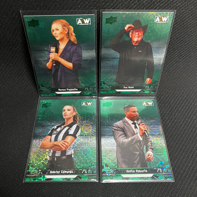 AEW Announcers Green Pyro Card Lot - Jim Ross/Renee Paquette and more